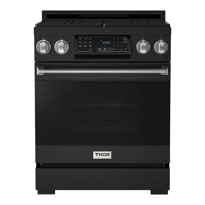 Thor Kitchen Gordon Ramsay Series 30-Inch Professional Gas Range with Tilt Panel Touch Control in Black with Stainless Steel Trim (RSG30B-SS)