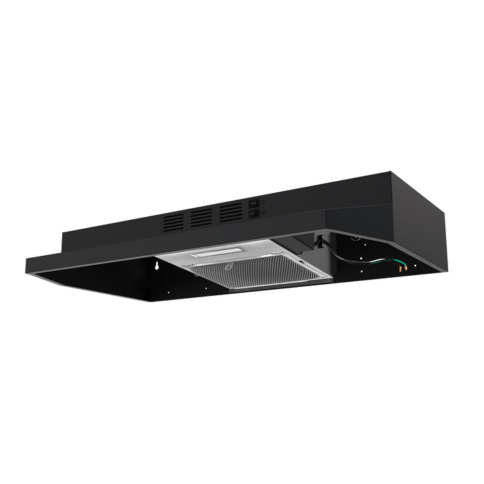 Forno 30" 200 CFM Compact Under Cabinet Convertible Range Hood in Black, FRHUC5200-30BLK