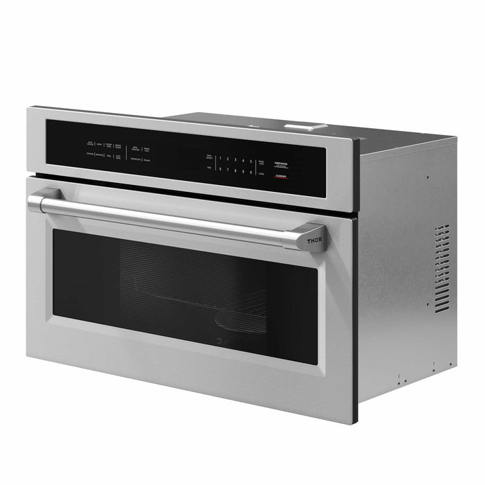 Thor Kitchen 2-Piece Appliance Package - 30-Inch Electric Wall Oven, and Microwave with Air Fryer in Stainless Steel