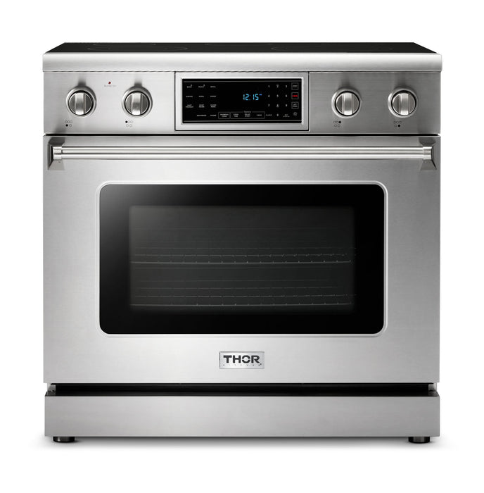 Thor Kitchen 36" Electric Range with 6.0 Cu. Ft. Self-Cleaning Oven, Air Fryer, and Tilt Panel in Stainless Steel (TRE3601)