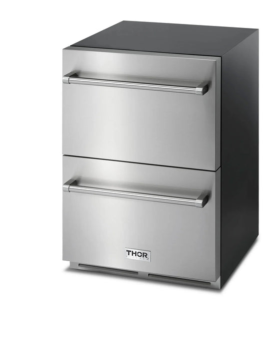 Thor Kitchen 2-Piece Appliance Package - 24-Inch Double Drawer Refrigerator and Freezer Drawer in Stainless Steel