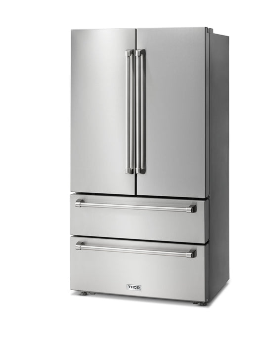 Thor Kitchen A-Series 3-Piece Appliance Package - 36-Inch Electric Range, Refrigerator, and Dishwasher in Stainless Steel