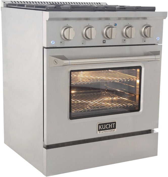 Kucht Professional 30 in. 4.2 cu ft. Propane Gas Range with Silver Knobs, KNG301/LP-S