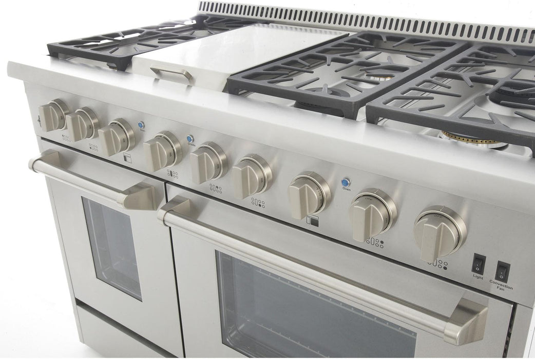 Kucht Professional 48 in. 6.7 cu ft. Propane Gas Range with Silver Knobs, KRG4804U/LP-S