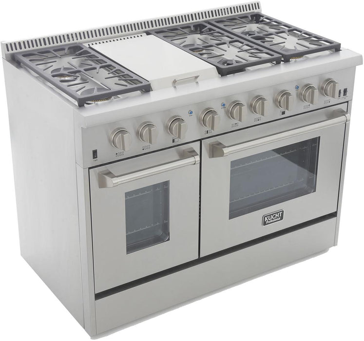 Kucht Professional 48 in. 6.7 cu ft. Natural Gas Range with Silver Knobs, KRG4804U-S