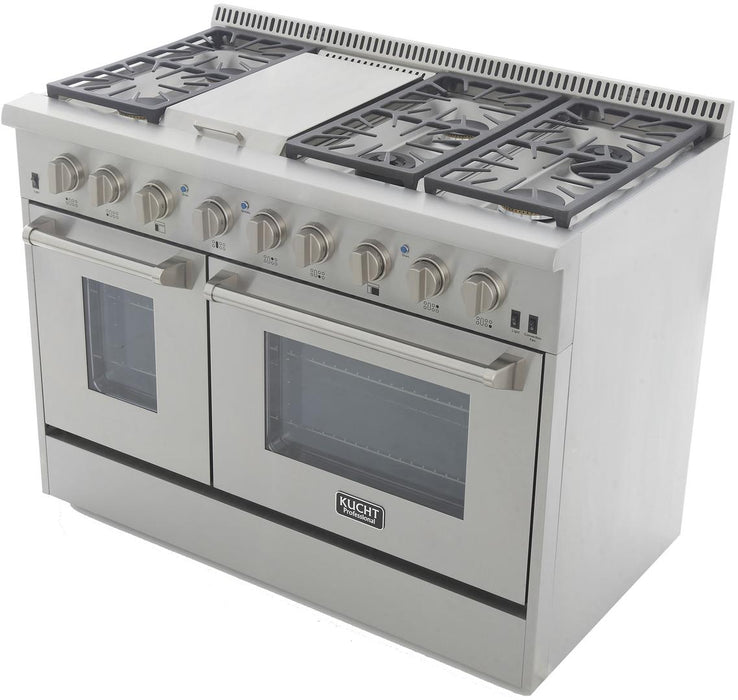 Kucht Professional 48 in. 6.7 cu ft. Natural Gas Range with Silver Knobs, KRG4804U-S