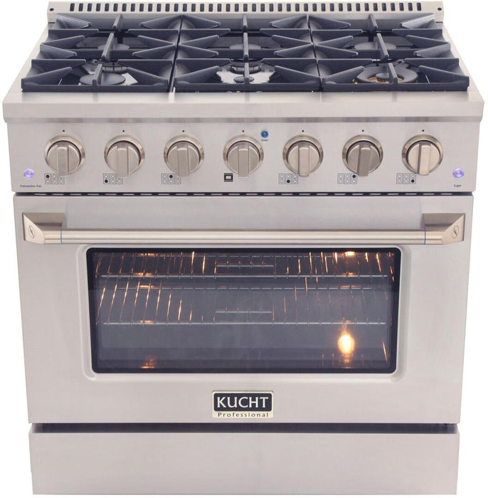 Kucht Professional 36 in. 5.2 cu ft. Propane Gas Range with Silver Knobs, KNG361/LP-S