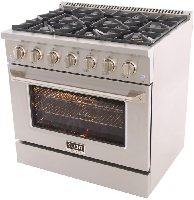 Kucht Professional 36 in. 5.2 cu ft. Propane Gas Range with Silver Knobs, KNG361/LP-S