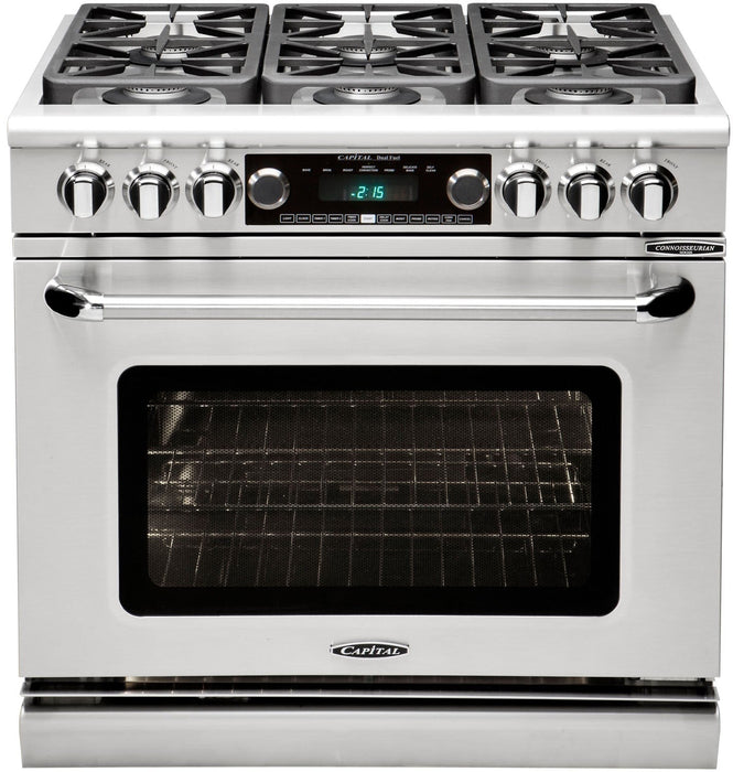 Capital 36" Connoisseurian Series Freestanding Dual Fuel Range with 5.4 cu. ft. Electric Oven in Stainless Steel (CSB362G2)