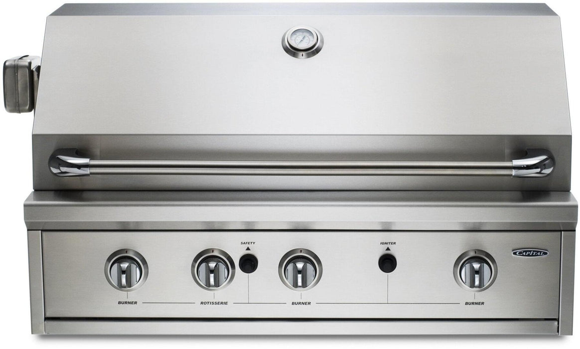 Capital 36" Professional Series Built-In Natural Gas/Liquid Propane Grill with Rotisserie Option in Stainless Steel (PRO36BIN/L)