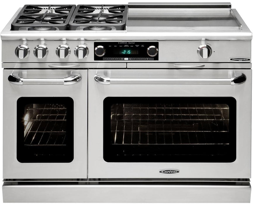 Capital 48" Connoisseurian Series Dual Fuel Range with Self Clean and 7.8 cu. ft in Stainless Steel (CSB484G2)