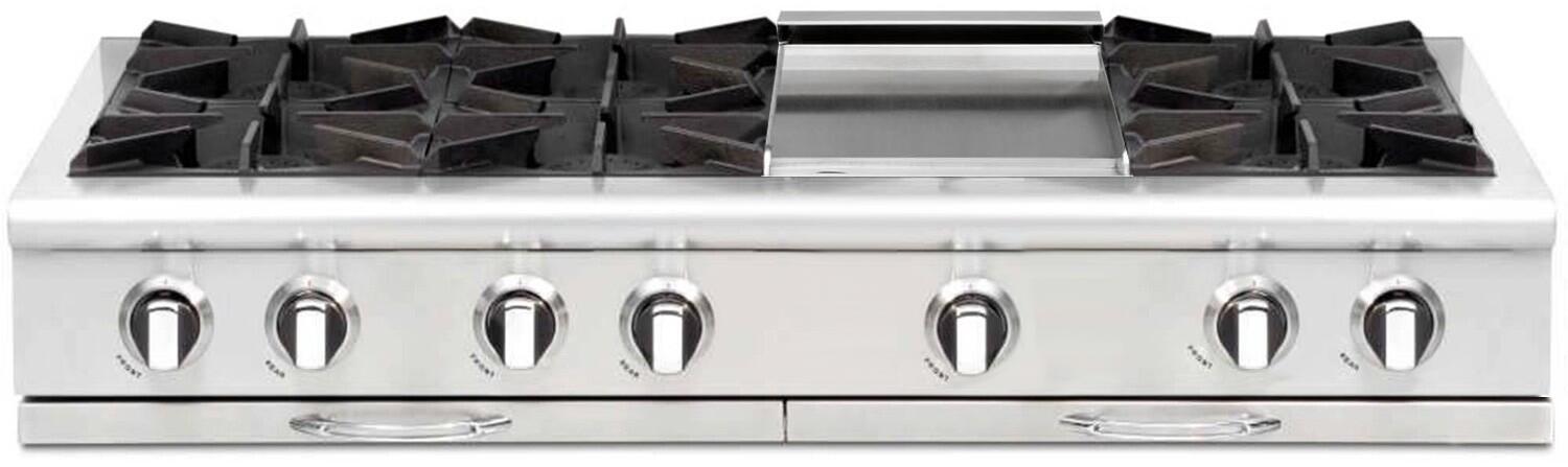 Capital 48" Culinarian Series Gas Rangetop with 8 Open Burners, Optional Grill/Griddle  in Stainless Steel (CGRT488)