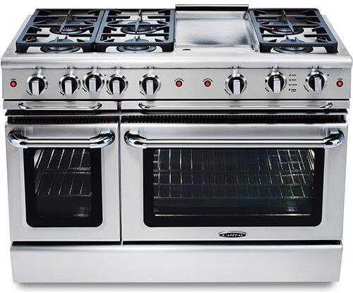 Capital 48" Precision Series Freestanding Gas Range with 6.9 cu. ft. Total Capacity Self Clean Double Oven  in Stainless Steel (GSCR488)