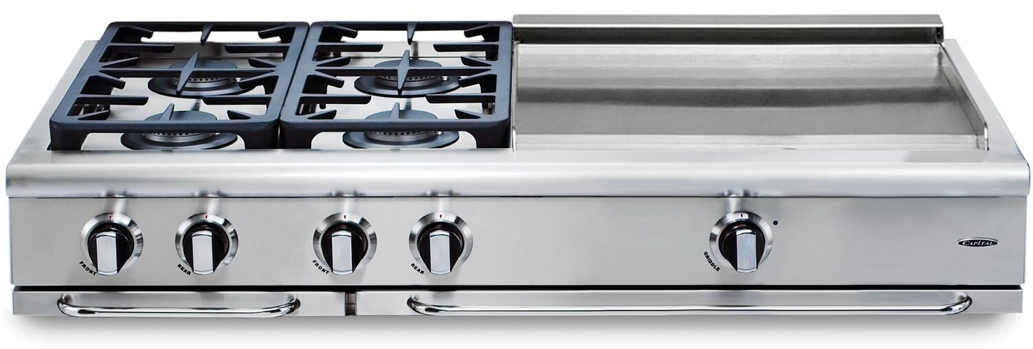 Capital 48" Precision Series Gas Rangetop with 8 Sealed Burners, Optional Grill/Griddle in Stainless Steel (GRT488)