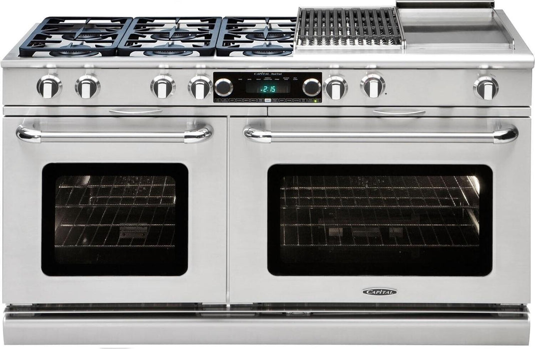 Capital 60" Connoisseurian Series Freestanding Dual Fuel Range with  9 cu. ft. Total Capacity Self Clean Double Ovens in Stainless Steel (CSB606BG)