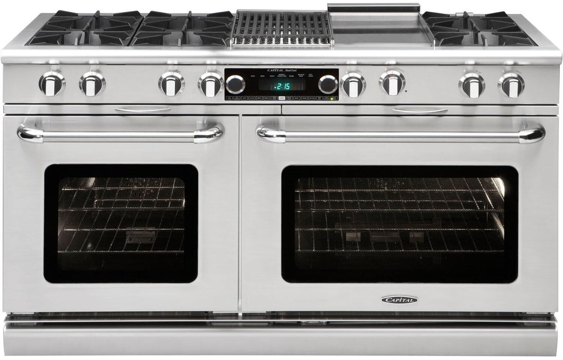 Capital Connoisseurian Series 60" Freestanding Dual Fuel Range with 9 cu. ft. Total Capacity Double Electric Ovens in Stainless Steel (COB604BG2)