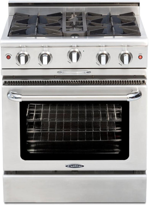 Capital Culinarian Series 30-Inch Freestanding All Gas Range with 4 Open Burners, 4.1 cu. ft. in Stainless Steel (CGSR304)