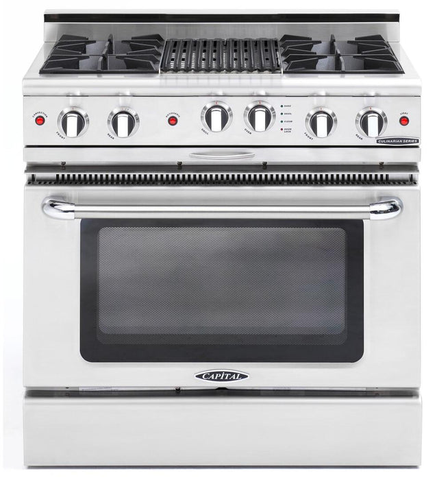 Capital Culinarian Series 36" Freestanding All Gas Range with 6 Open Burners, 4.9 cu. ft. in Stainless Steel (CGSR366)