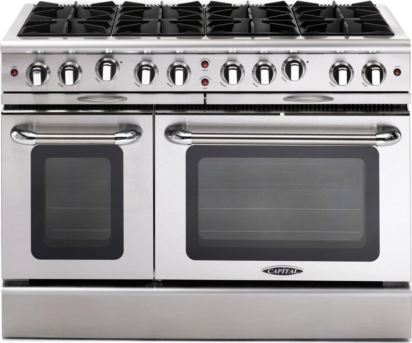 Capital Culinarian Series 48" Freestanding All Gas Range 8 Open Burners, Double Ovens, 7.6 cu in Stainless Steel (MCOR488)