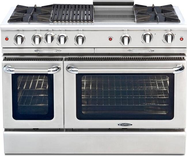 Capital Culinarian Series 48" Freestanding All Gas Range with Self-Cleaning Double Oven in Stainless Steel (CGSR488)