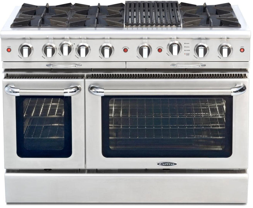 Capital Culinarian Series 48" Freestanding All Gas Range with Self-Cleaning Double Oven in Stainless Steel (CGSR488)