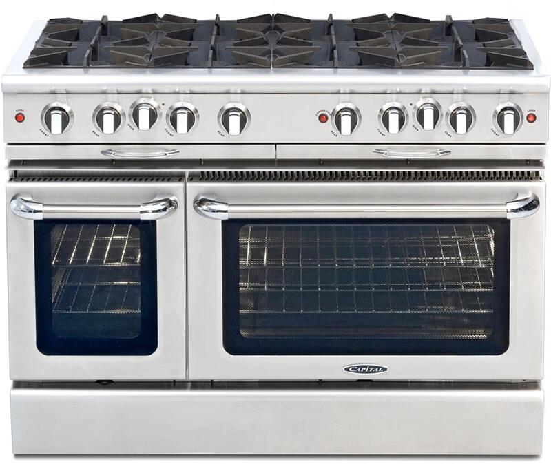 Capital Culinarian Series 48" Freestanding All Gas Range with Self-Cleaning Double Oven in Stainless Steel (CGSR488)