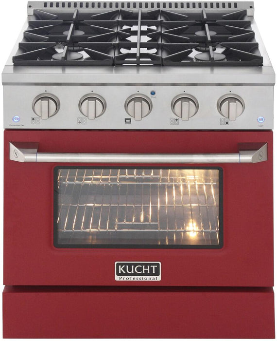 Kucht Professional 30 in. 4.2 cu ft. Propane Gas Range with Red Door and Silver Knobs, KNG301/LP-R