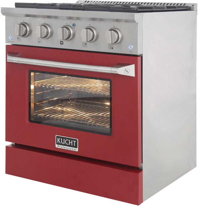 Kucht Professional 30 in. 4.2 cu ft. Natural Gas Range with Red Door and Silver Knobs, KNG301-R