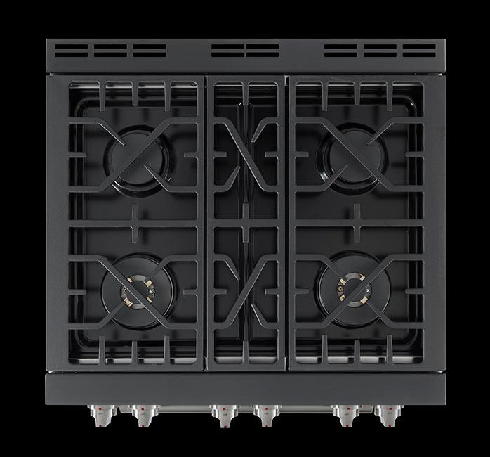 Forza 30-Inch 5.2 cu. ft. Stainless Steel Pro-Style Gas Range in Audace Black (FR304GN-K)