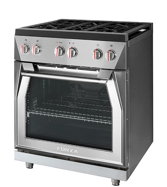 Forza 30-Inch 5.2 cu. ft. Stainless Steel Pro-Style Gas Range in Audace Black (FR304GN-K)