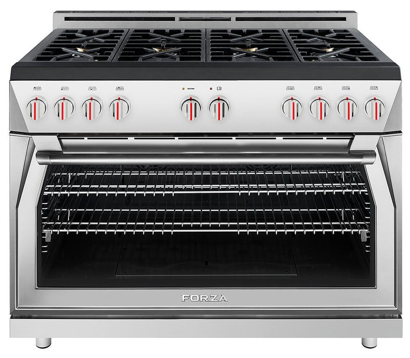 Forza 48-Inch 7.8 cu. ft. Stainless Steel Pro-Style Gas Range in Ardente Orange (FR488GN-O)