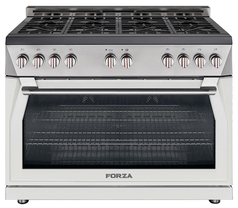 Forza 48-Inch 7.8 cu. ft. Stainless Steel Pro-Style Gas Range in Valoroso White (FR488GN-W)