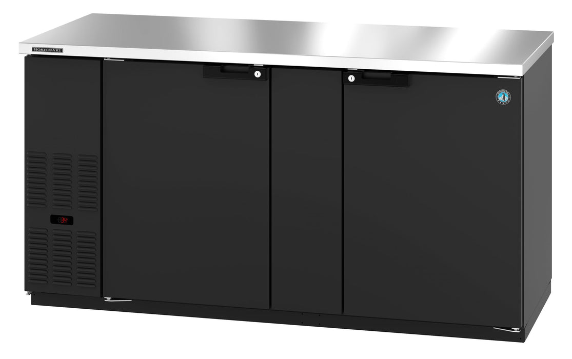 Hoshizaki BB69, Refrigerator, Two Section, Black Vinyl Back Bar Back Bar, Solid Doors