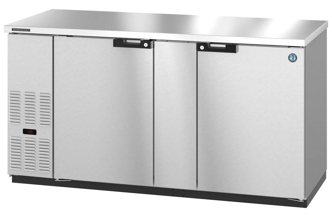 Hoshizaki BB69, Refrigerator, Two Section, Black Vinyl Back Bar Back Bar, Solid Doors