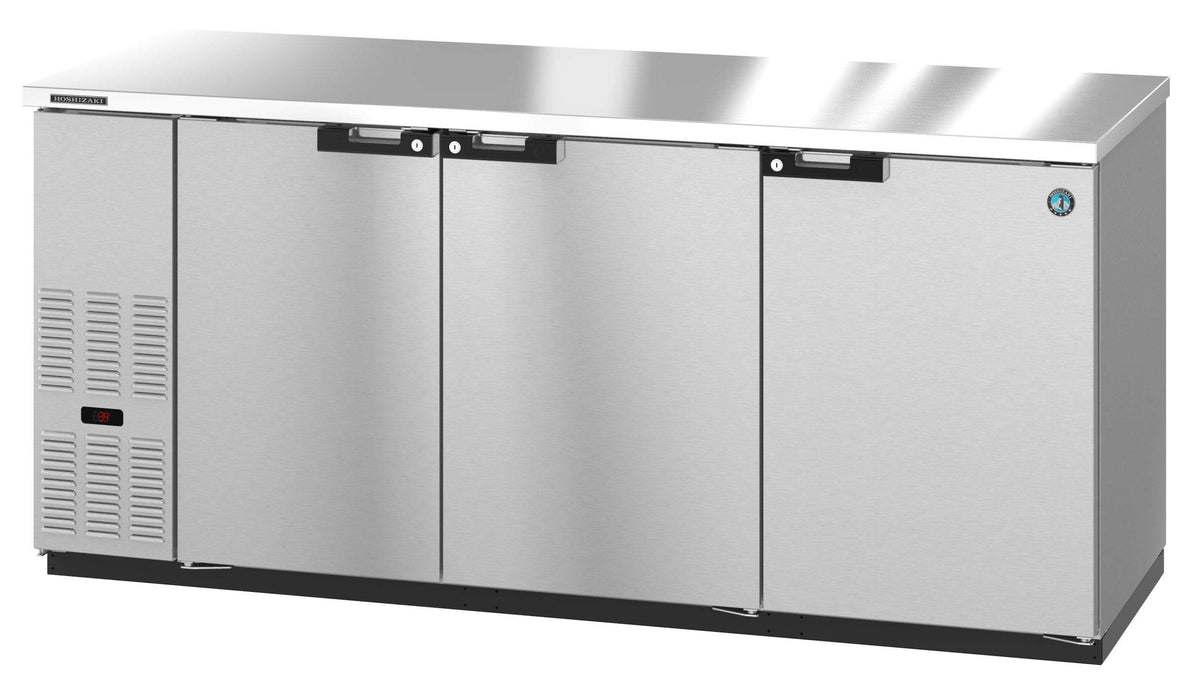 Hoshizaki BB80, Refrigerator, Three Section, Black Vinyl Back Bar Back Bar, Solid Doors