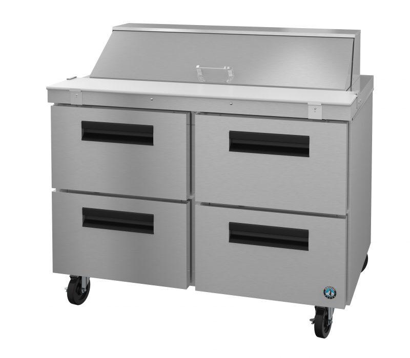 Hoshizaki SR48A-12D4, Refrigerator, Two Section Sandwich Prep Table, Stainless Drawers