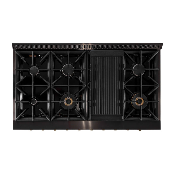 Kucht Gemstone Professional 48" 6.7 cu. ft. Dual Fuel Range in Titanium Stainless Steel with Gold Accents, KED484