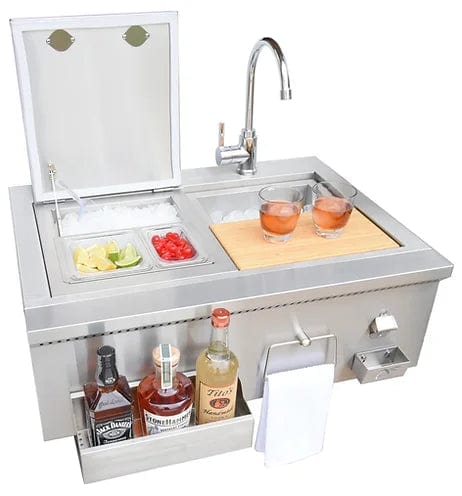 Kokomo Grills 30" Built-In Bartender Cocktail Station With Sink Bottle Opener and Ice Chest KO-30CKT-SNK