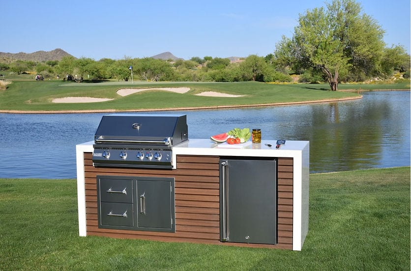 KoKoMo Grill Professional Shiplap Outdoor Kitchen Island With Waterfall Edge