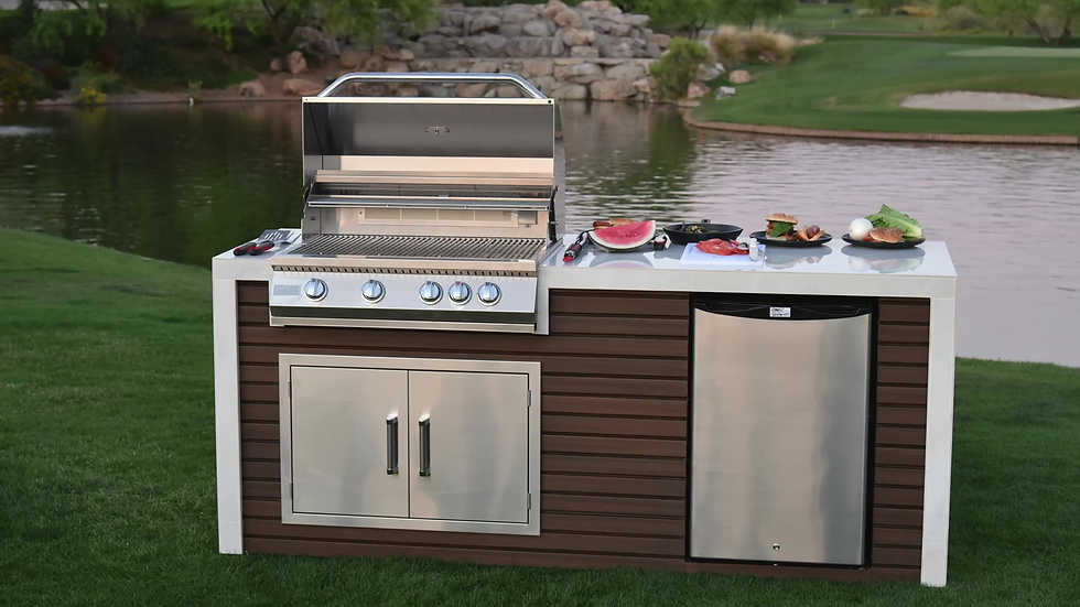 KoKoMo Grill Professional Shiplap Outdoor Kitchen Island With Waterfall Edge