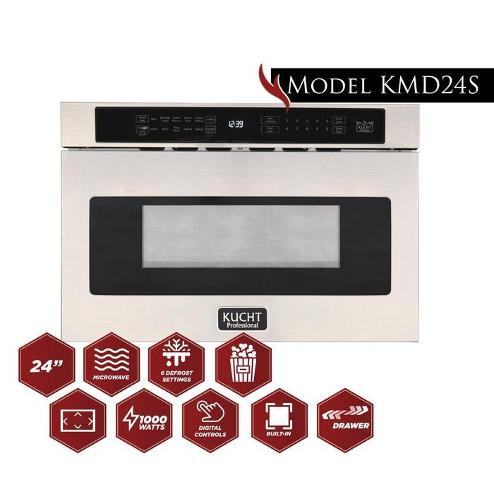 Kucht Professional 36 in. 5.2 cu ft. Natural Gas Range, Range Hood & Microwave Drawer Package, AP-KNG361-S-7