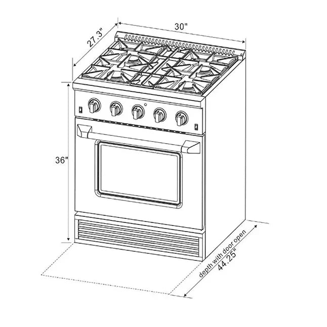 Kucht 30-in Deep Recessed 4 Burners Convection Oven Freestanding Dual Fuel Range