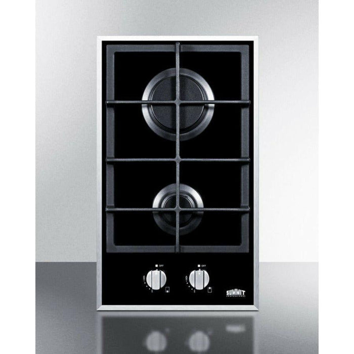 Summit 12 in. 2-Burner Gas-on-glass Cooktop with Sealed Burners - GC2BGL