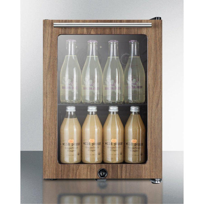 Summit 14 in. Compact Glass Door Beverage Center With Wood Trim - SCR114LWP1