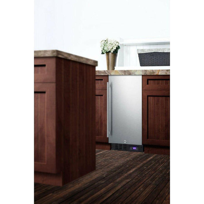 Summit 15 in. Built-In All-Freezer with 2.45 cu. ft. Capacity, Factory-Installed Lock, Adjustable Chrome Shelves, Frost-Free, Fingerprint Resistant, Digital Display - SCFF1533B