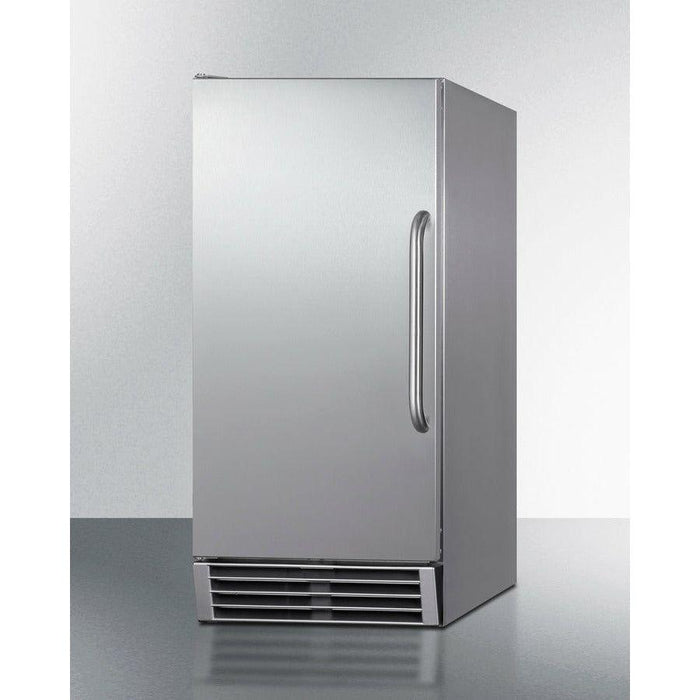 Summit 15 in. Clear Ice Maker with up to 50 lb Daily Production, 25 lb Storage Capacity, Energy Star, Automatic Defrost, Built In Pump, Insulated Storage Bin, in Stainless Steel - BIM44GCSS