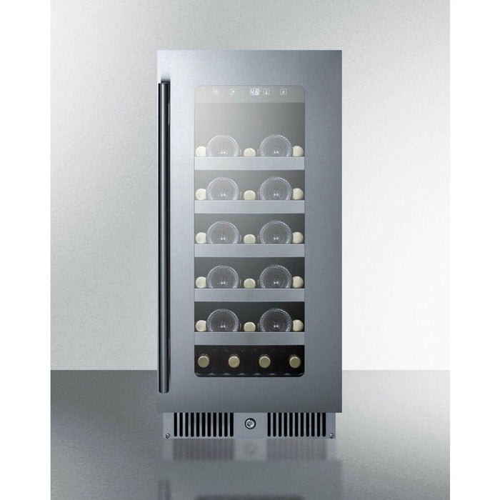 Summit 15 in. Wide Built-In Wine Cellar with 29 Bottle Capacity, Glass Door, With Lock, 5 Extension Wine Racks, Digital Control - CL155WC