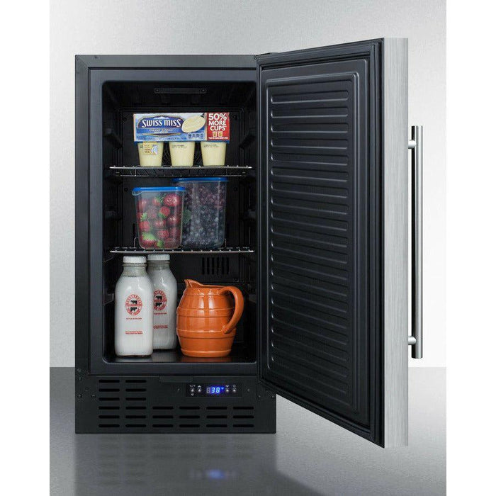 Summit 18 in. Wide 2.7 Cu. Ft. ADA Compliant Compact Refrigerator with Fingerprint Resistant Finish and Door Lock - FF1843B