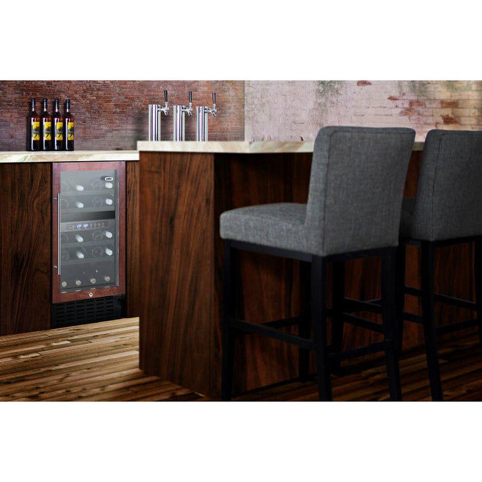 Summit 18 in. Wide Built-In Wine Cellar (Panel Not Included) with 28 Bottle Capacity, Right Hinge, Glass Door, With Lock, 4 Extension Wine Racks, Digital Control, LED Light, Compressor Cooling, ETL Approved - SWC182Z