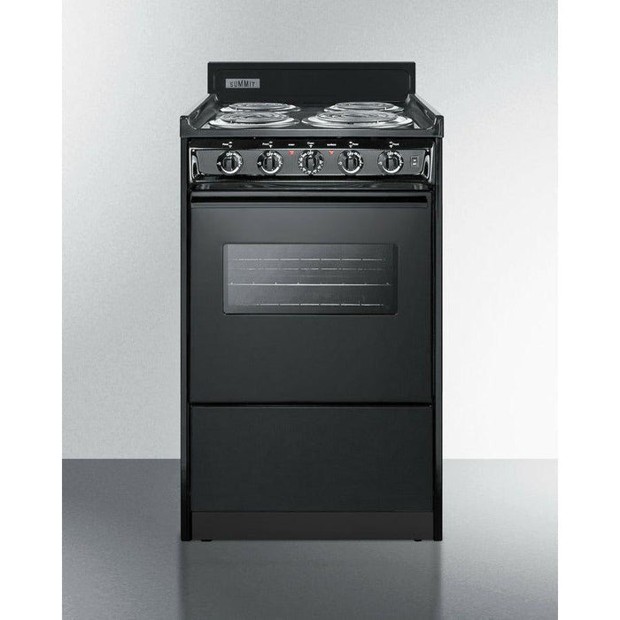 Summit 20 in. Wide Electric Coil Range with 4 Coil Elements, 2.46 cu. ft. Total Oven Capacity, Viewing Window, Storage Drawer, ADA Compliant - TEM110CW